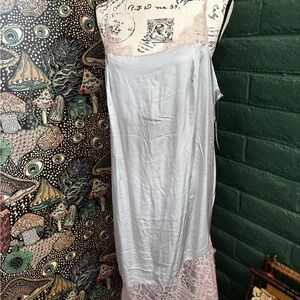 Anthropologie Pale Blue Lace-Trim Asymmetrical Slip Dress